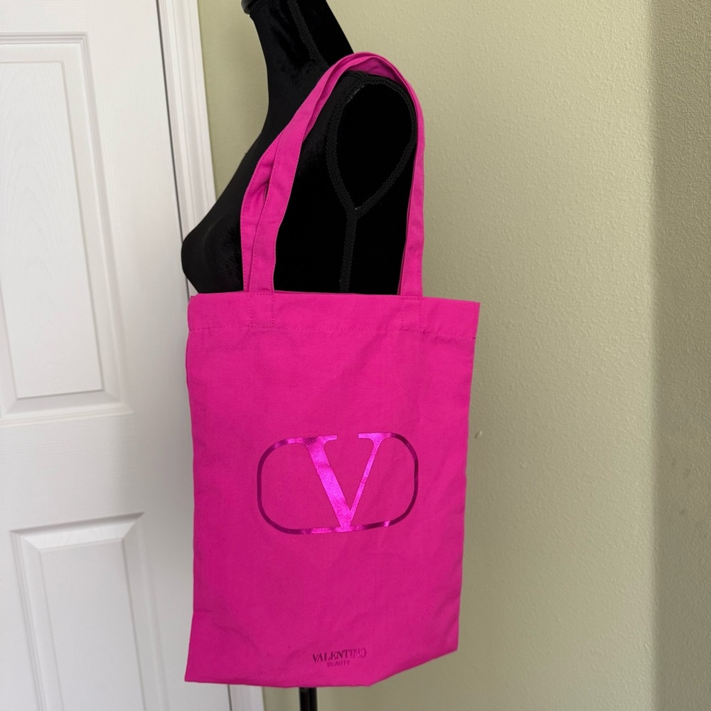 Valentino Pink Canvas Tote Bag
